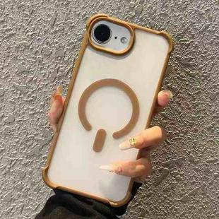 For iPhone 16e Semi-transparent Skin Feel Frosted MagSafe Phone Case(Brown)