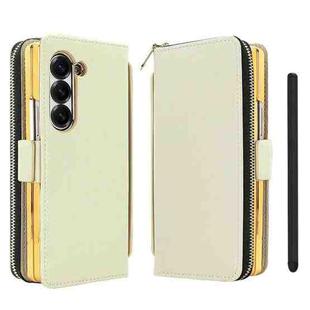 For Samsung Galaxy Fold4 VIETAO Magnetic Buckle RFID Wallet Leather Phone Case(Beige)