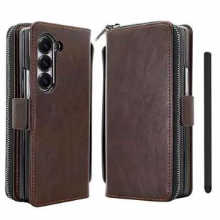 For Samsung Galaxy Fold6 VIETAO Magnetic Buckle RFID Wallet Leather Phone Case(Coffee Brown)