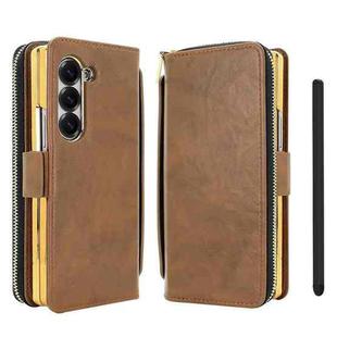 For Samsung Galaxy Fold6 VIETAO Magnetic Buckle RFID Wallet Leather Phone Case(Brown)