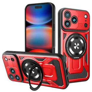 For iPhone 17 Pro Max Armor Rotating Holder MagSafe Phone Case(Red)