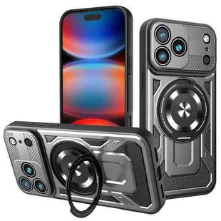 For iPhone 17 Pro Max Armor Rotating Holder MagSafe Phone Case(Grey)