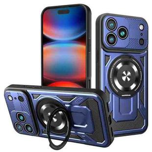 For iPhone 17 Pro Max Armor Rotating Holder MagSafe Phone Case(Blue)