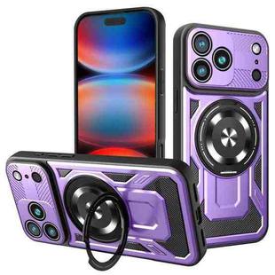 For iPhone 17 Pro Max Armor Rotating Holder MagSafe Phone Case(Purple)
