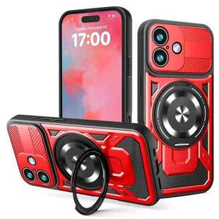 For iPhone 17 Armor Rotating Holder MagSafe Phone Case(Red)
