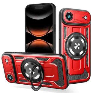 For iPhone 17 Air Armor Rotating Holder MagSafe Phone Case(Red)