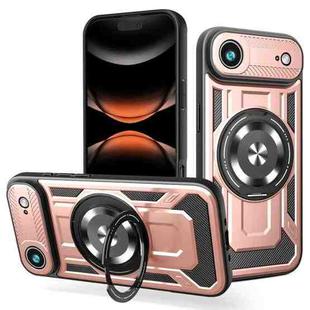 For iPhone 17 Air Armor Rotating Holder MagSafe Phone Case(Rose Gold)