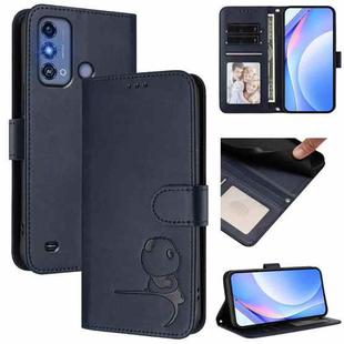 For ZTE Blade A53 Pro Litter Panda Embossing RFID Leather Phone Case with Lanyard(Blue)