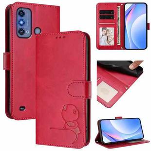 For ZTE Blade A53 Pro Litter Panda Embossing RFID Leather Phone Case with Lanyard(Rose Red)