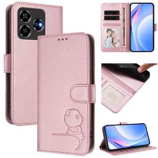 For ZTE Blade V60 4G / Axon 60 4G Litter Panda Embossing RFID Leather Phone Case with Lanyard(Pink)