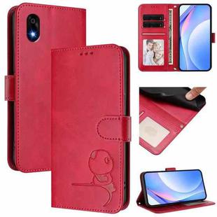 For ZTE Kantan Sumaho 4 A402ZT Litter Panda Embossing RFID Leather Phone Case with Lanyard(Rose Red)