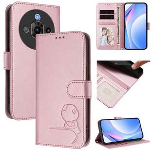 For ZTE nubia Focus Pro Litter Panda Embossing RFID Leather Phone Case with Lanyard(Pink)