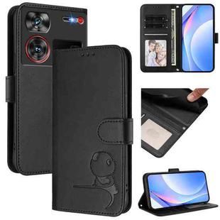 For ZTE nubia Z60 Ultra Litter Panda Embossing RFID Leather Phone Case with Lanyard(Black)
