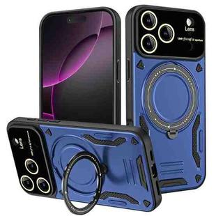 For iPhone 17 Pro Max Large Window MagSafe Holder Phone Case(Blue)