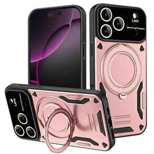 For iPhone 17 Pro Max Large Window MagSafe Holder Phone Case(Rose Gold)