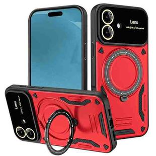 For iPhone 17 Large Window MagSafe Holder Phone Case(Red)