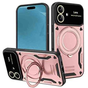 For iPhone 17 Large Window MagSafe Holder Phone Case(Rose Gold)
