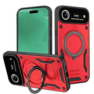 For iPhone 17 Air Large Window MagSafe Holder Phone Case(Red)