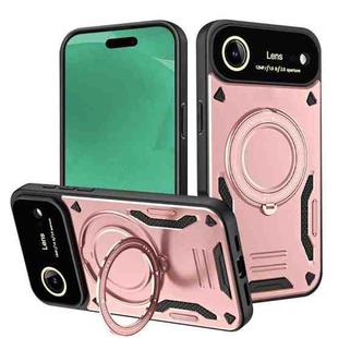 For iPhone 17 Air Large Window MagSafe Holder Phone Case(Rose Gold)