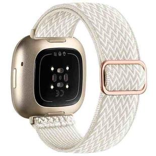 For Fitbit Versa 4 / 3 / Sense2 / 1 xDfind Wavy Nylon Braided Stretch Watch Band with Adjustment Buckle(Official Apricot)