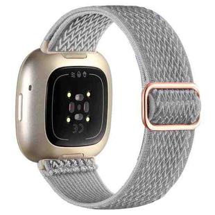 For Fitbit Versa 4 / 3 / Sense2 / 1 xDfind Wavy Nylon Braided Stretch Watch Band with Adjustment Buckle(Light Grey)