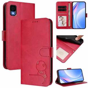 For TCL 30 Z / 30 LE T602DL Litter Panda Embossing RFID Leather Phone Case with Lanyard(Rose Red)
