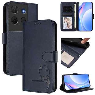 For TCL 503 Litter Panda Embossing RFID Leather Phone Case with Lanyard(Blue)