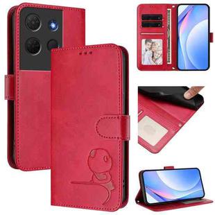 For TCL 503 Litter Panda Embossing RFID Leather Phone Case with Lanyard(Rose Red)