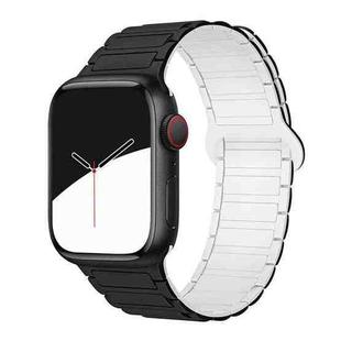 For Apple Watch 42 / 44 / 45 / 46 / 49mm xDfind Magnetic Three-bead Silicone Watch Band(Black White)