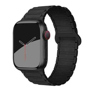 For Apple Watch 42 / 44 / 45 / 46 / 49mm xDfind Magnetic Three-bead Silicone Watch Band(Black)