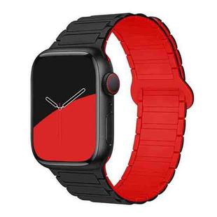 For Apple Watch 38 / 40 / 41 / S10 42mm xDfind Magnetic Three-bead Silicone Watch Band(Black Red)