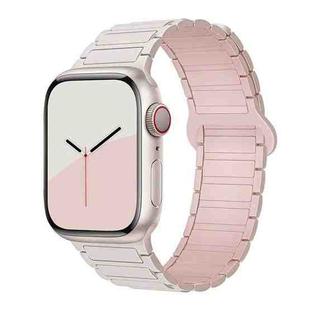 For Apple Watch 38 / 40 / 41 / S10 42mm xDfind Magnetic Three-bead Silicone Watch Band(Starlight Pink)