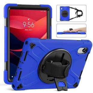 For Lenovo Xiaoxin Pad 11 2025 Rotatable Holder Silicone Hybrid PC Tablet Case with Shoulder Strap(Blue)