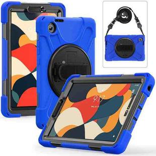 For Lenovo Tab One / K9 Rotatable Holder Silicone Hybrid PC Tablet Case with Shoulder Strap(Blue)