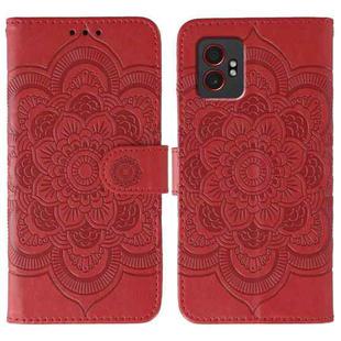 For Samsung Galaxy XCover7 Pro Sun Mandala Embossing Pattern Phone Leather Case(Red)