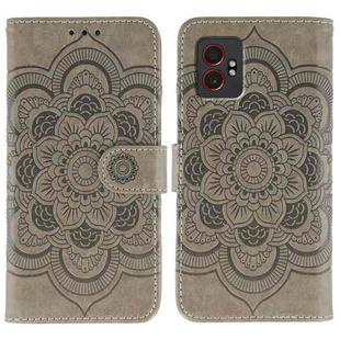 For Samsung Galaxy XCover7 Pro Sun Mandala Embossing Pattern Phone Leather Case(Grey)