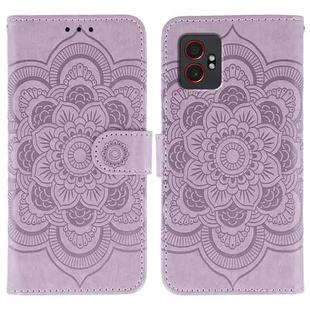 For Samsung Galaxy XCover7 Pro Sun Mandala Embossing Pattern Phone Leather Case(Purple)