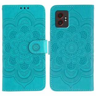 For Samsung Galaxy XCover7 Pro Sun Mandala Embossing Pattern Phone Leather Case(Blue)
