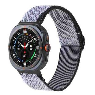 For Samsung Galaxy Watch8 / Watch8 Classic Wave Pattern Nylon Braided Watch Band(White Black)