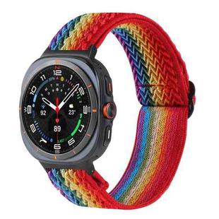 For Samsung Galaxy Watch8 / Watch8 Classic Wave Pattern Nylon Braided Watch Band(Rainbow)