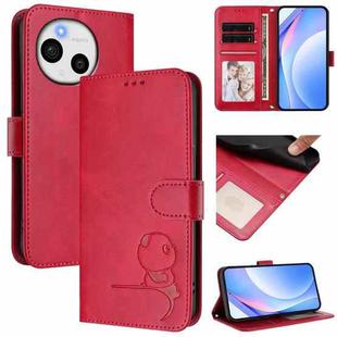 For Sharp Aquos Sense9 Plus Litter Panda Embossing RFID Leather Phone Case with Lanyard(Rose Red)
