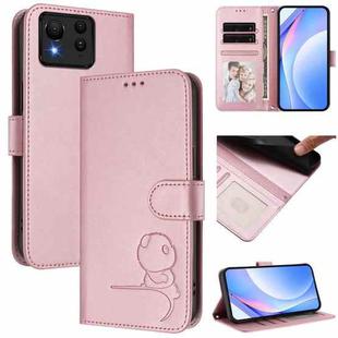 For Asus Zenfone 11 Ultra Litter Panda Embossing RFID Leather Phone Case with Lanyard(Pink)