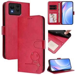 For Asus Zenfone 11 Ultra Litter Panda Embossing RFID Leather Phone Case with Lanyard(Rose Red)