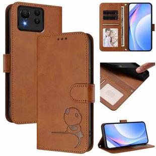 For Asus Zenfone 11 Ultra Litter Panda Embossing RFID Leather Phone Case with Lanyard(Brown)