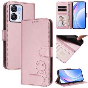 For Blackview Oscal Modern 8 / Color 8 Litter Panda Embossing RFID Leather Phone Case with Lanyard(Pink)