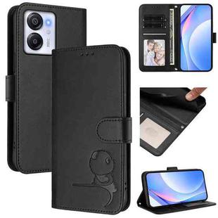 For Blackview Oscal Modern 8 / Color 8 Litter Panda Embossing RFID Leather Phone Case with Lanyard(Black)