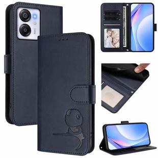 For Blackview Oscal Modern 8 / Color 8 Litter Panda Embossing RFID Leather Phone Case with Lanyard(Blue)