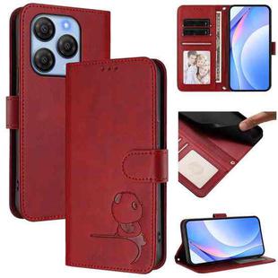 For Blackview Shark 9 5G Litter Panda Embossing RFID Leather Phone Case with Lanyard(Wine Red)