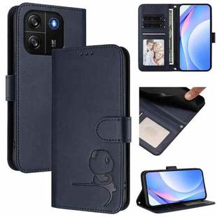 For Blackview Wave 6C Litter Panda Embossing RFID Leather Phone Case with Lanyard(Blue)