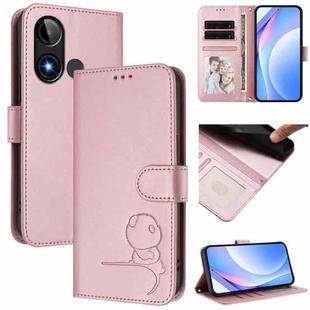 For BLU C9 Litter Panda Embossing RFID Leather Phone Case with Lanyard(Pink)